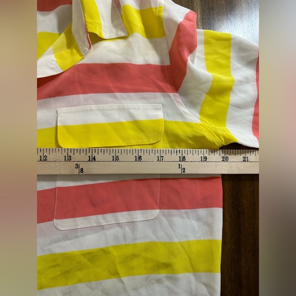 EQUIPMENT Essential Striped Pocket Front 100% Silk Button Down Blouse Size M - Picture 5 of 6